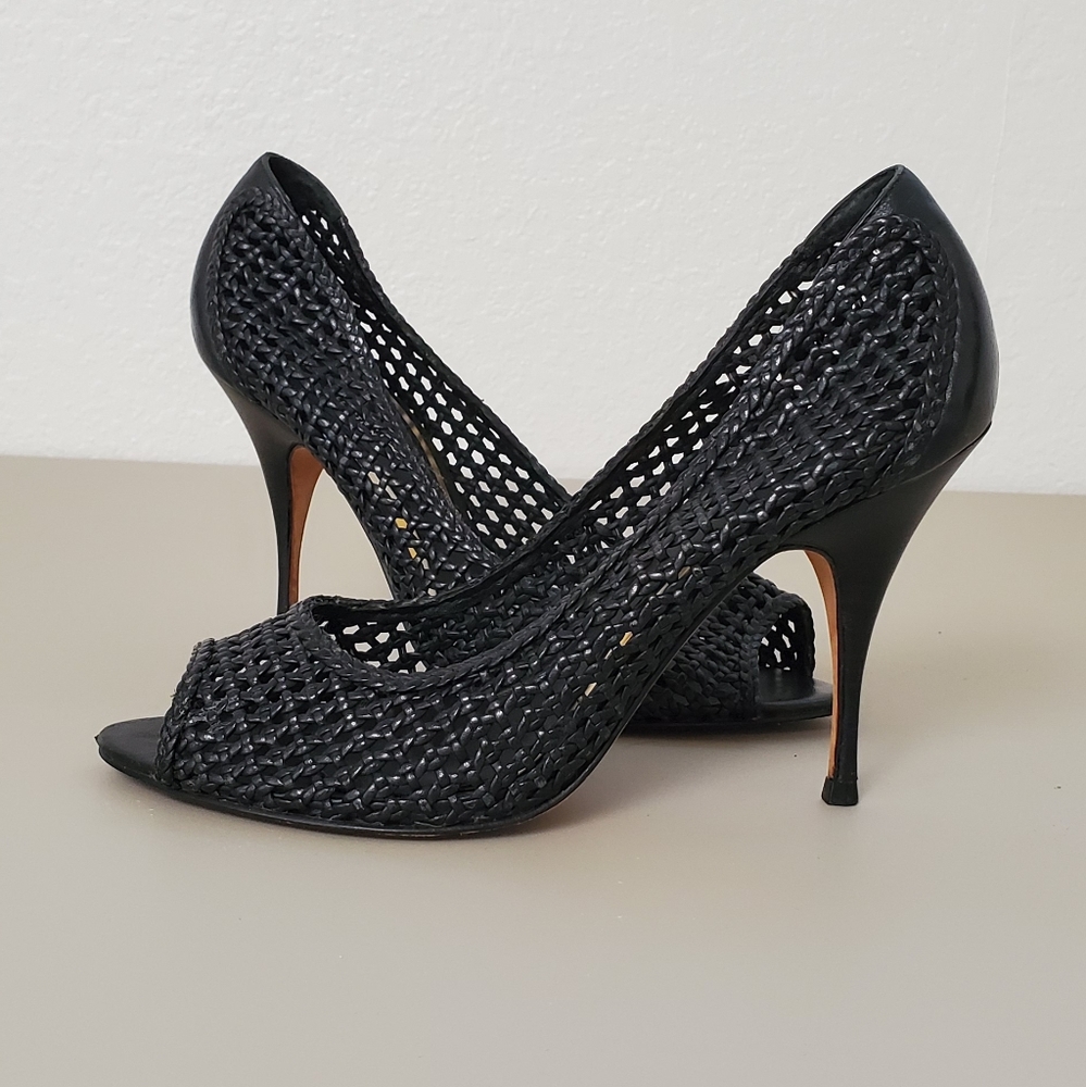 Nicole Miller COLLECTION leather peeptoe stiletto